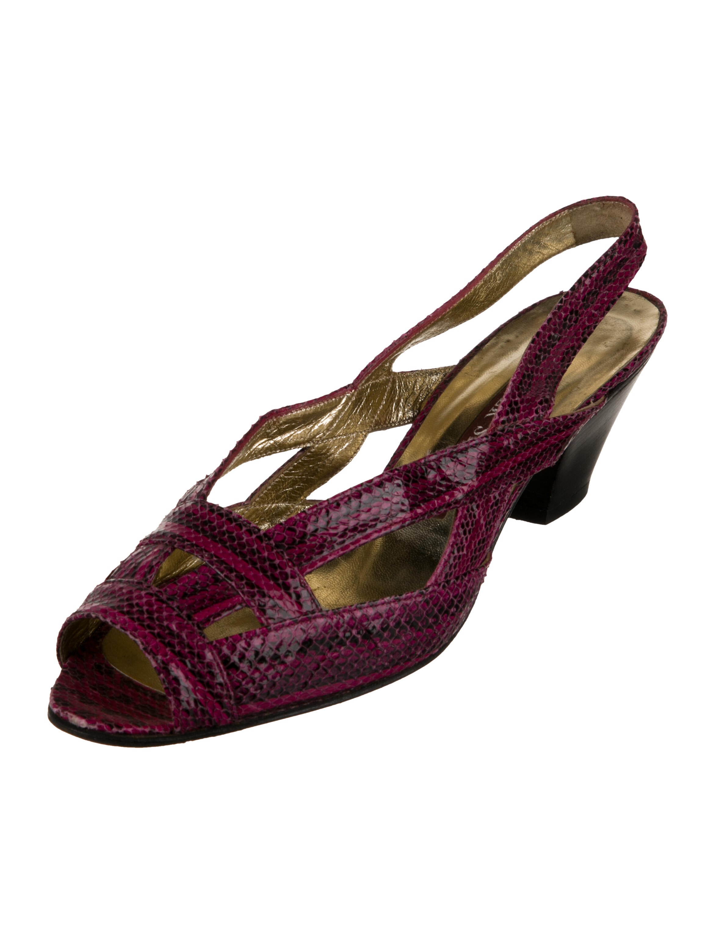 Walter Steiger Embossed Leather Animal Print Slingback Pumps