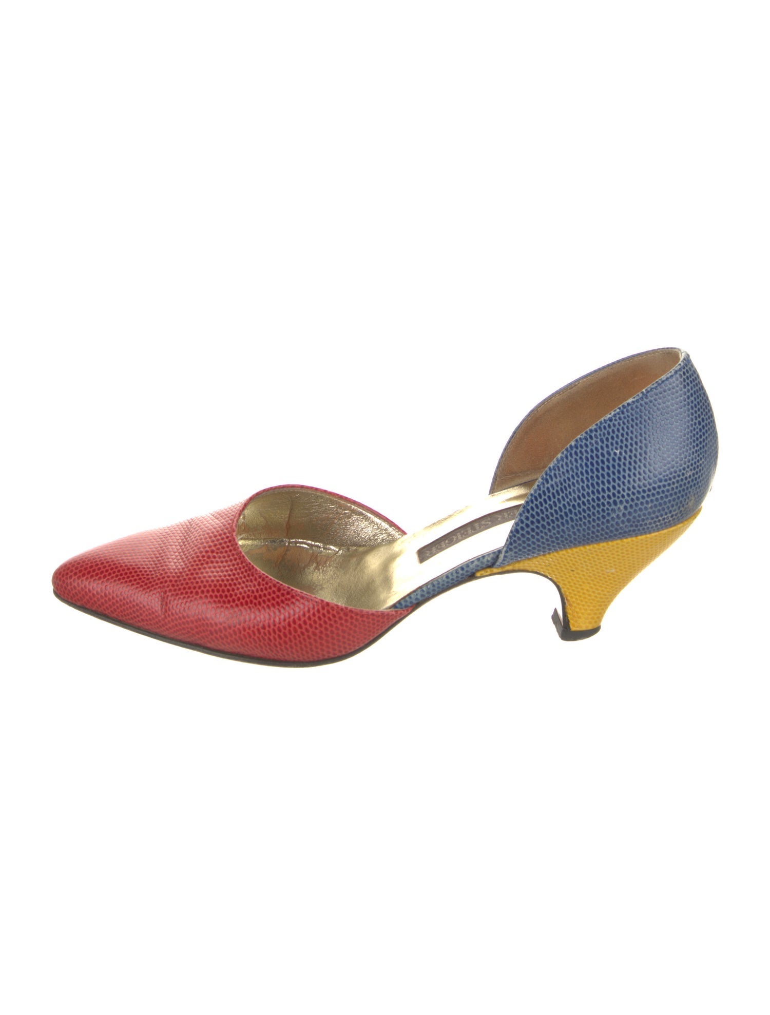 Walter Steiger Leather Colorblock Pattern D'Orsay Pumps