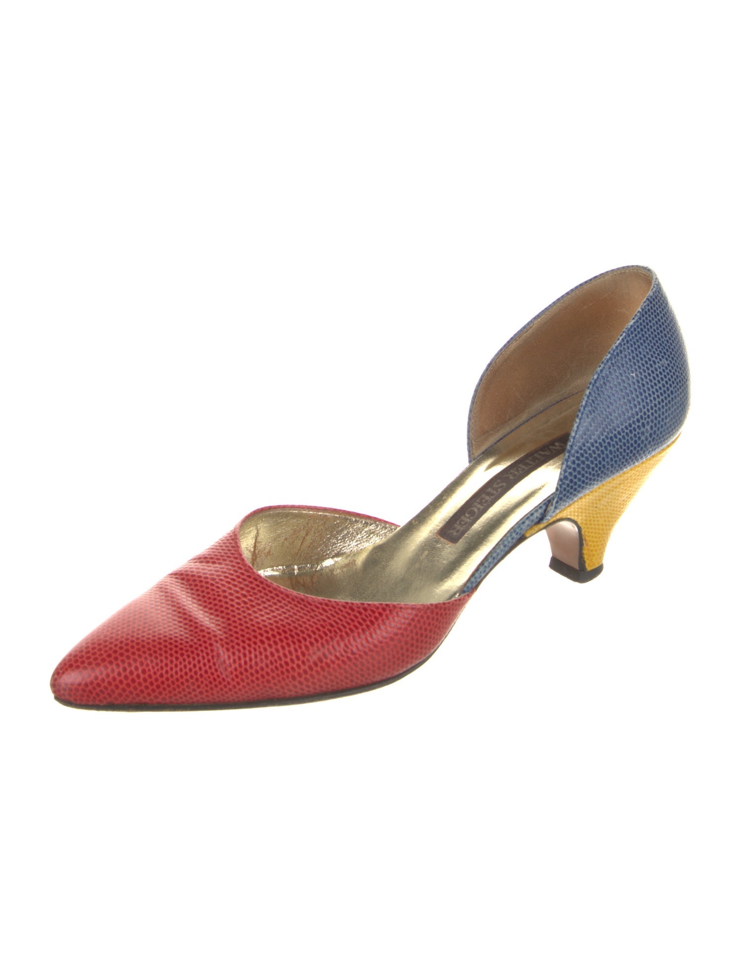 Walter Steiger Leather Colorblock Pattern D'Orsay Pumps