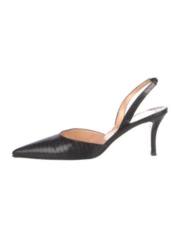 Pre-owned Walter Steiger Leather Slingback Pumps In Black