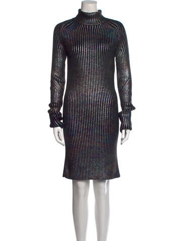 St. John Dresses Turtleneck Knee-Length Dress S