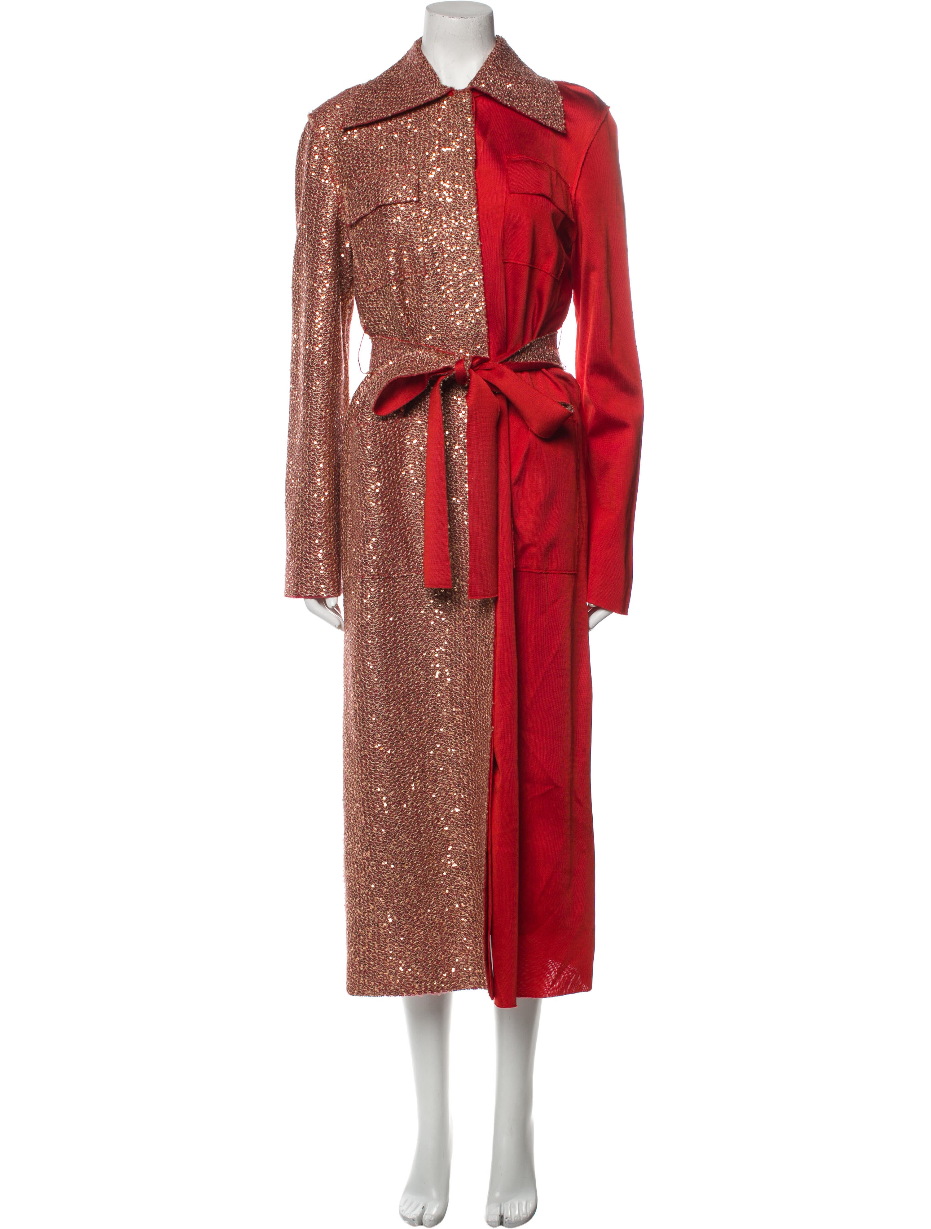 St. John Colorblock Pattern Trench Coat