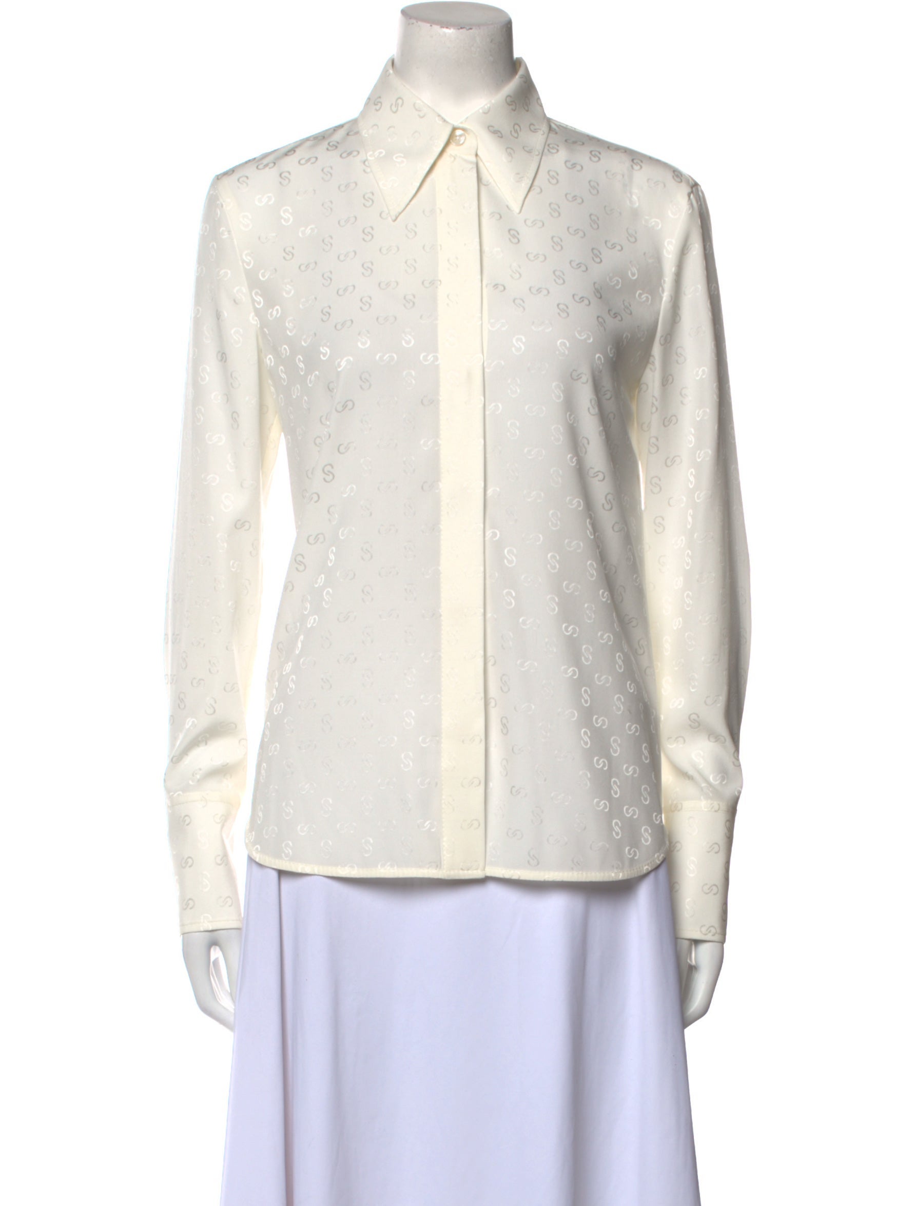 St. John Silk Long Sleeve Button-Up Top