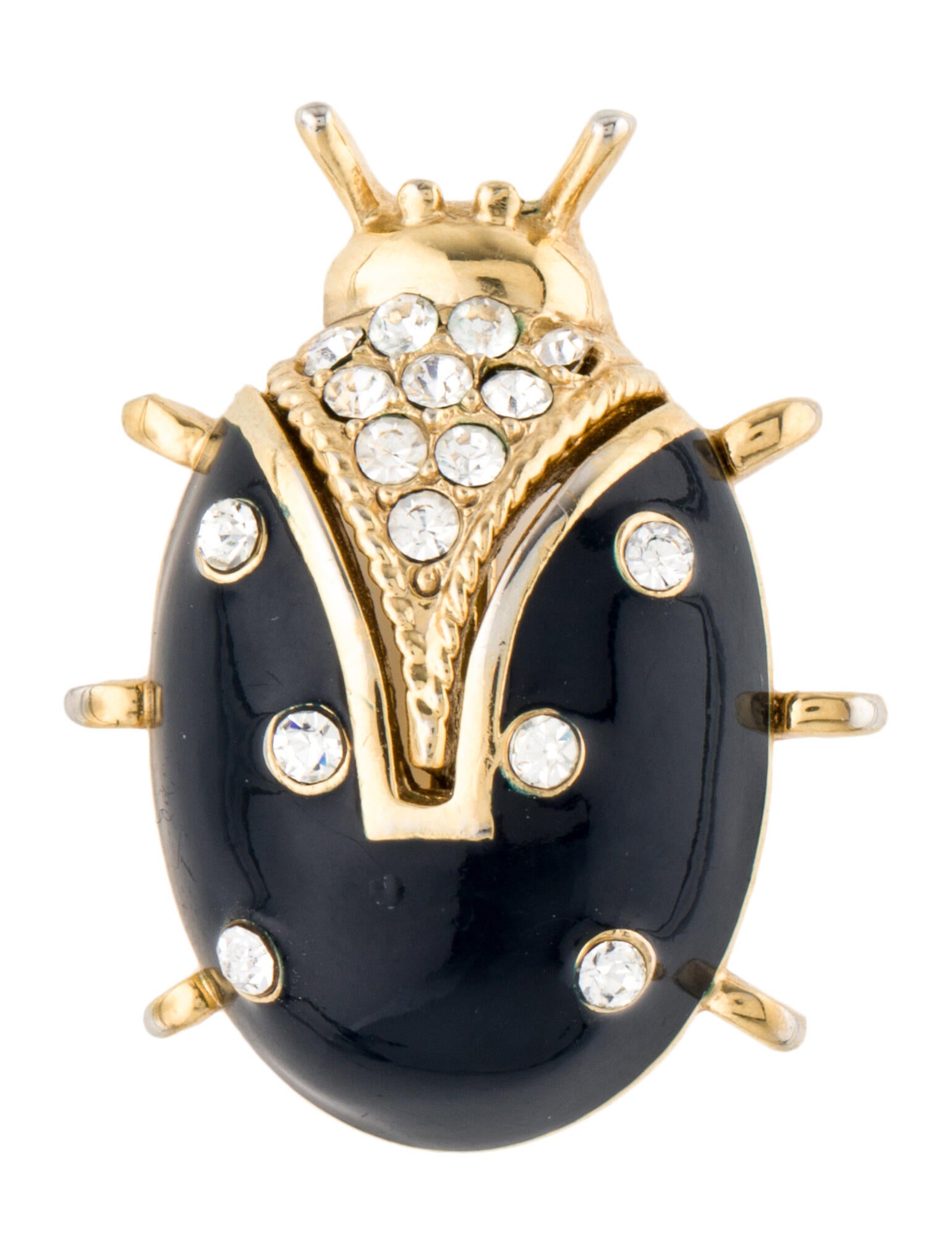 St. John Enamel & Crystal Lady Bug Brooch