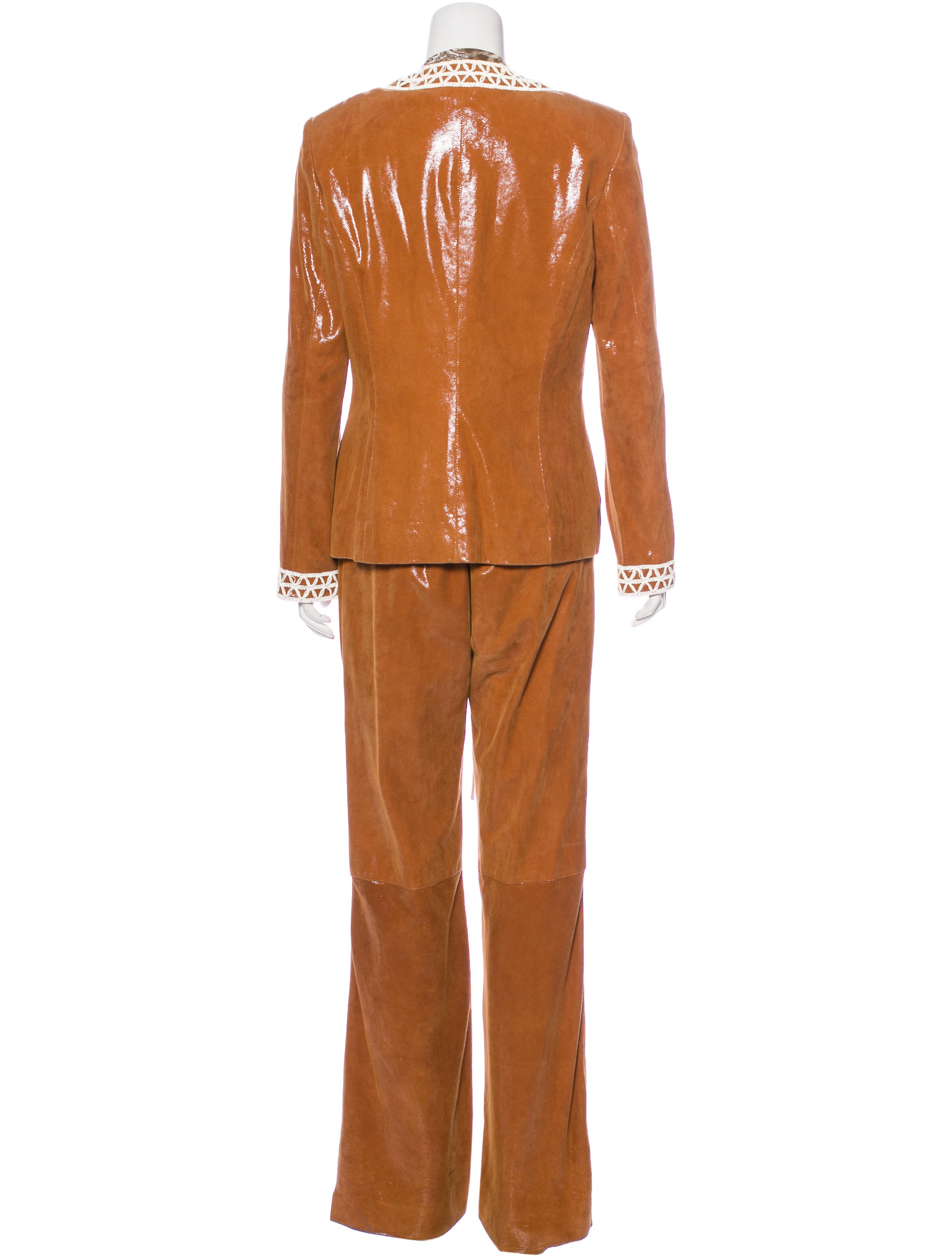 St. John Leather Pant Suit Set Clothing STJ22245 The RealReal
