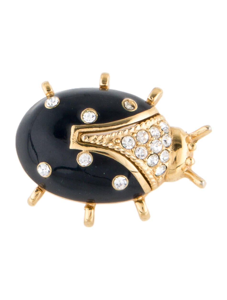 St. John Crystal & Enamel Lady Bug Brooch