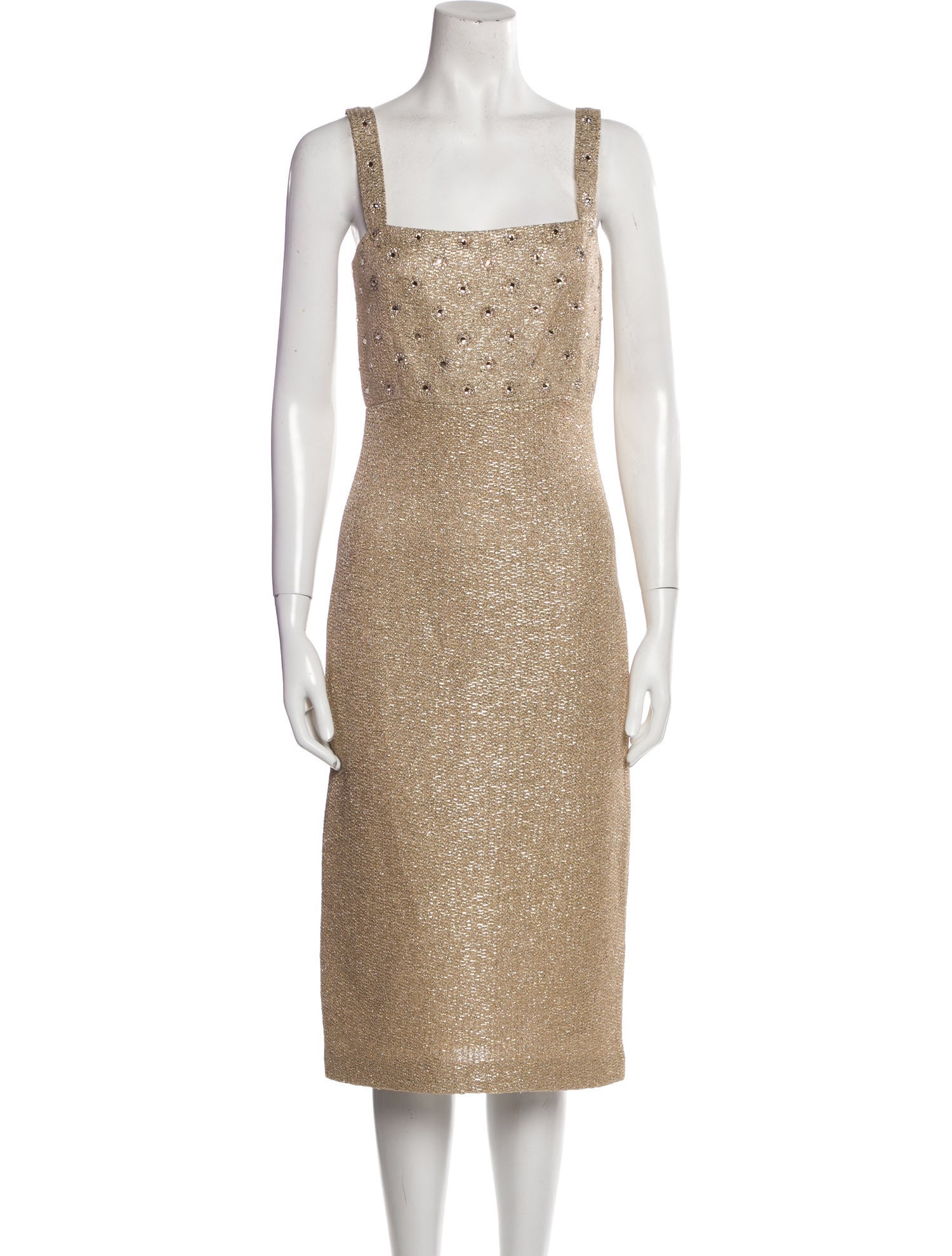 St. John Square Neckline Midi Length Dress