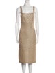 St. John Square Neckline Midi Length Dress