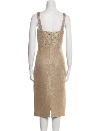 St. John Square Neckline Midi Length Dress