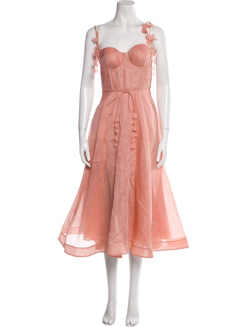 St. John Square Neckline Midi Length Dress