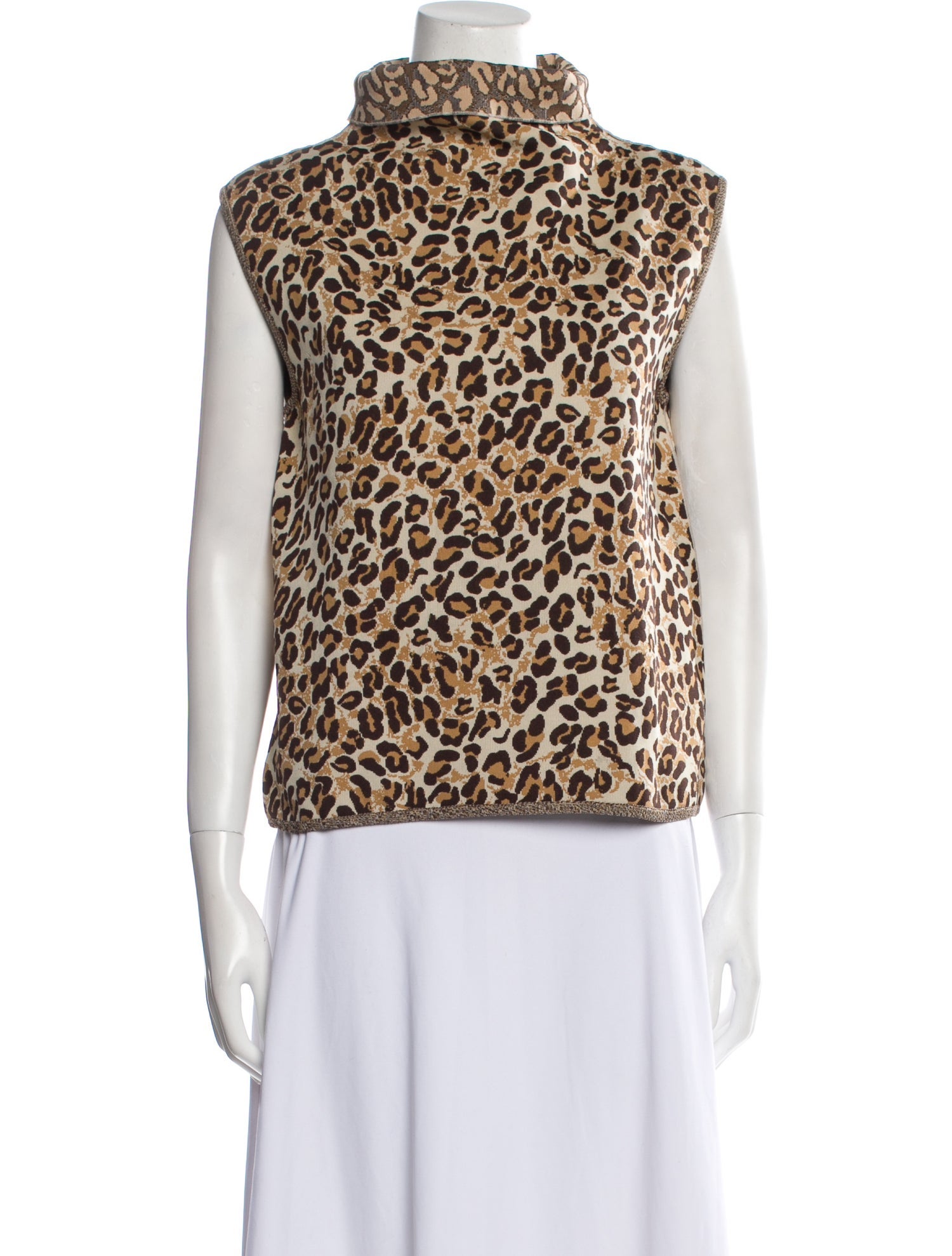 St. John Animal Print Turtleneck Top w/ Tags