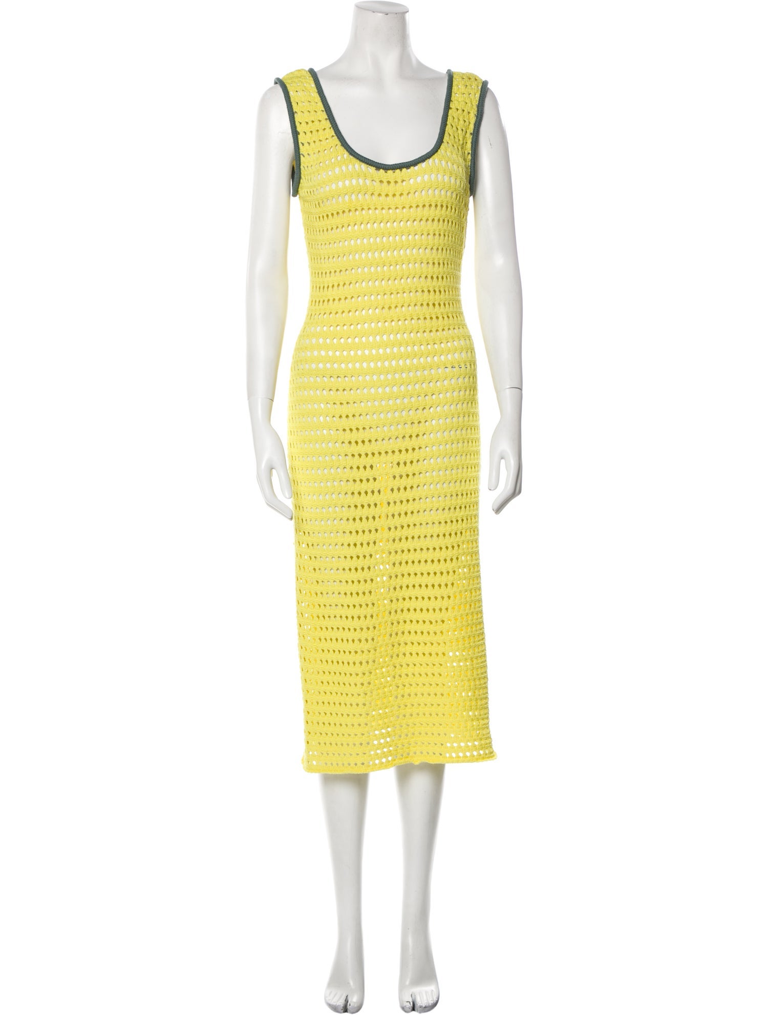 St. John 2022 Midi Length Dress Yellow Dresses, Clothing STJ231533