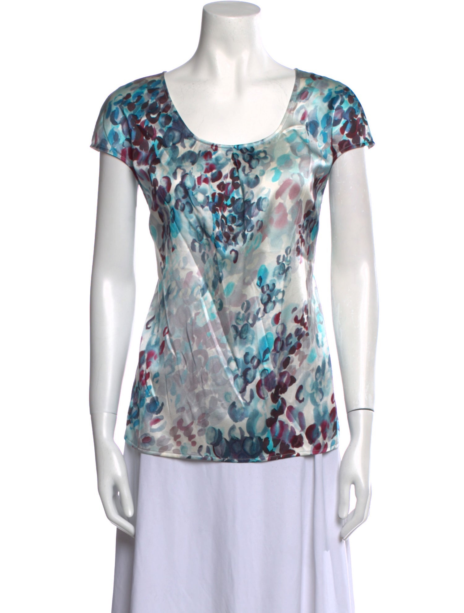 St. John Silk Printed T-Shirt
