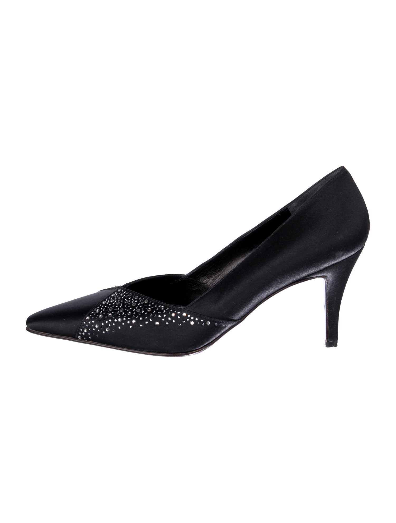 St. John Silk Crystal Embellishments Pumps Black Pumps, Shoes
