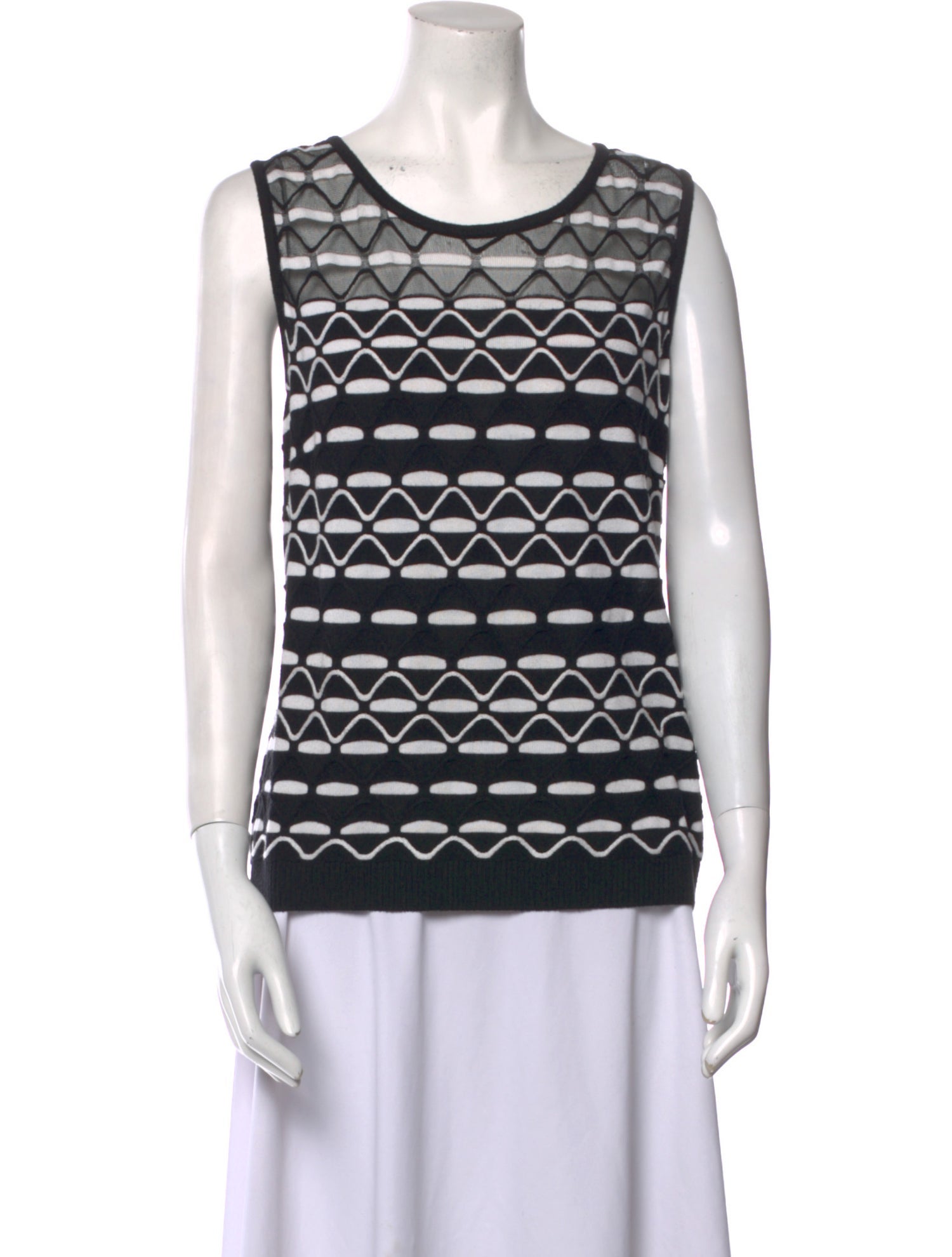 St. John Striped Scoop Neck Top