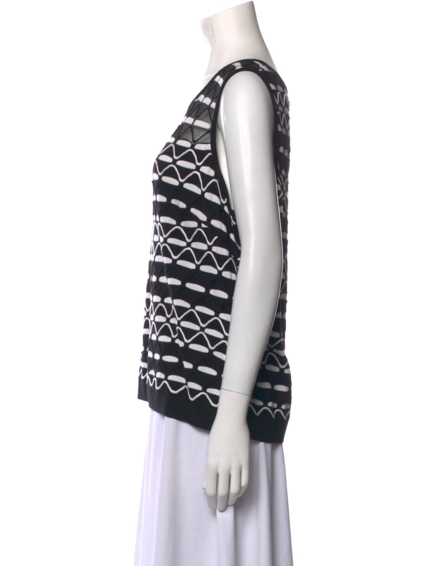 St. John Striped Scoop Neck Top