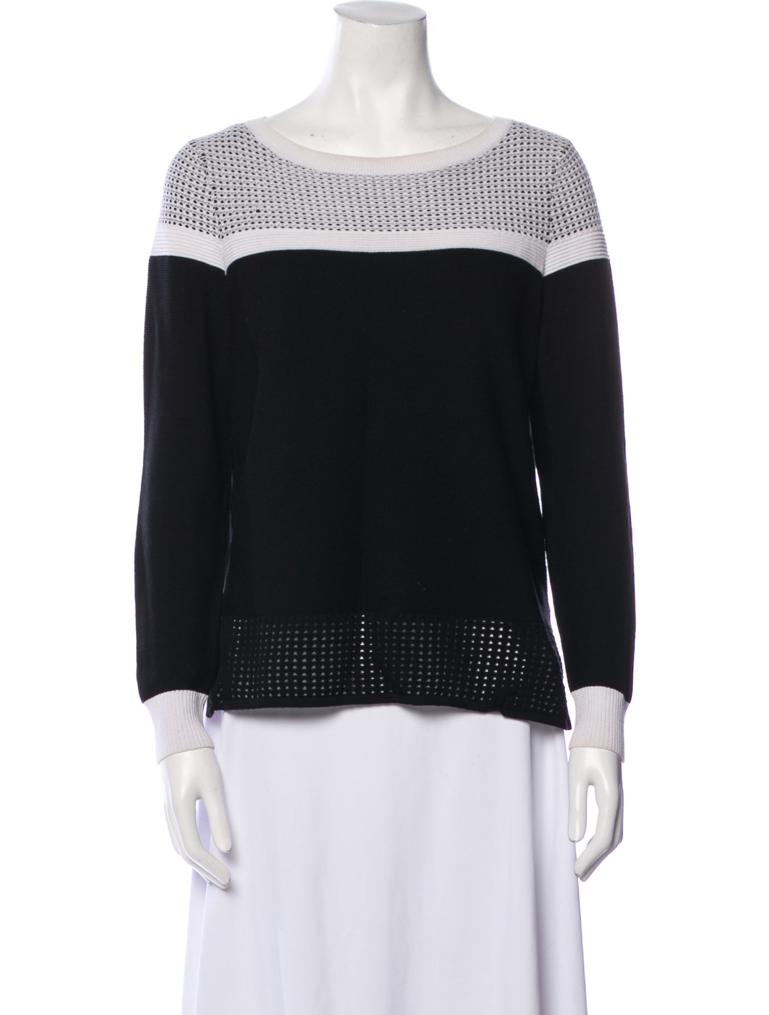 St. John Striped Scoop Neck Sweater