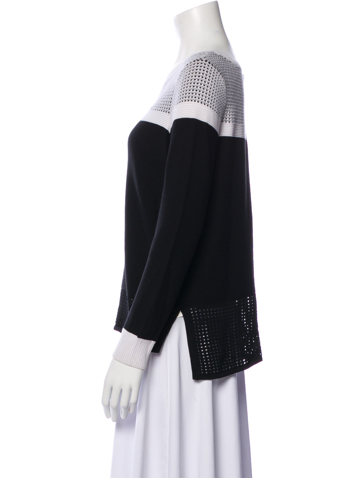 St. John Striped Scoop Neck Sweater