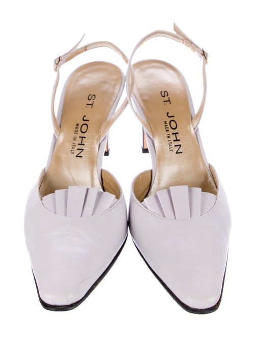 St. John Leather Crystal Embellishments Slingback Pumps
