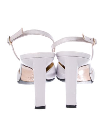 St. John Leather Crystal Embellishments Slingback Pumps