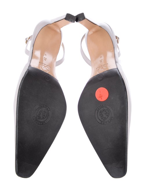 St. John Leather Crystal Embellishments Slingback Pumps