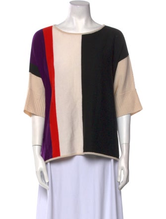 St. John Wool Colorblock Pattern Sweater