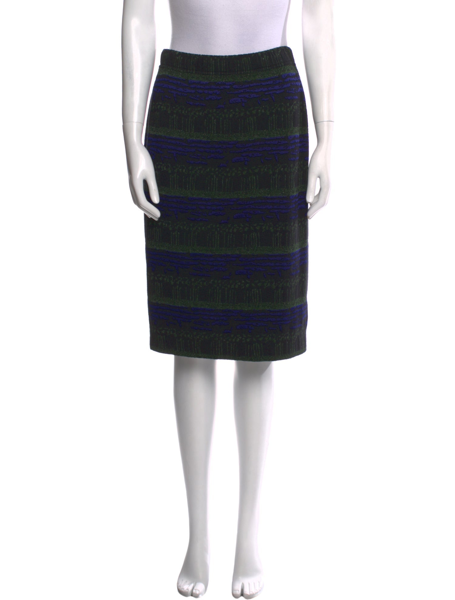 12338 Black Striped Knee Length Skirt