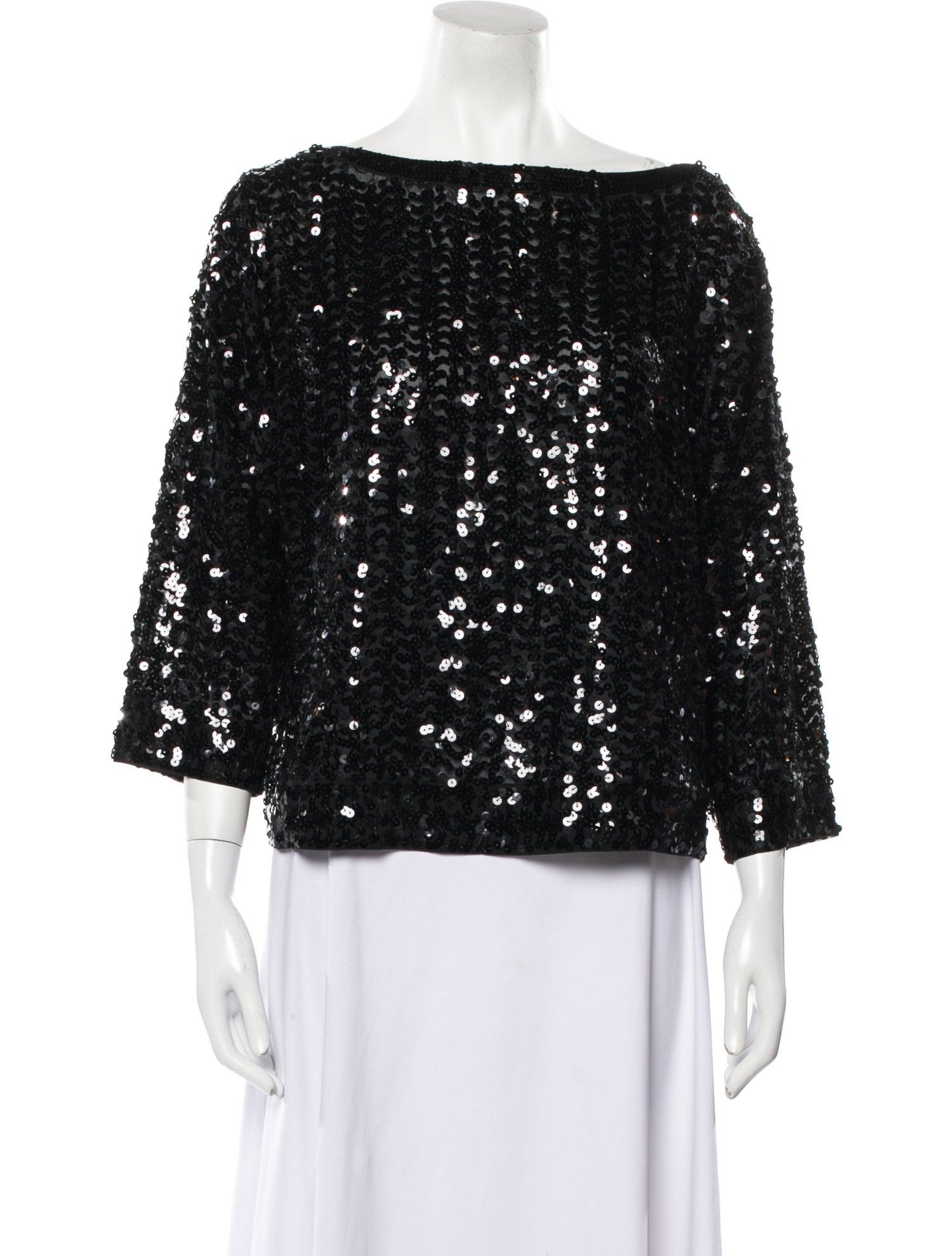 St. John Silk Bateau Neckline Blouse w/ Tags Black Tops, Clothing