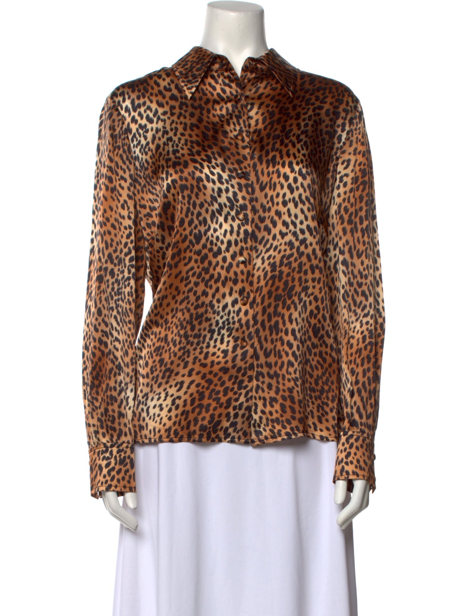 St. John Silk Animal Print Blouse Brown Tops, Clothing STJ272732