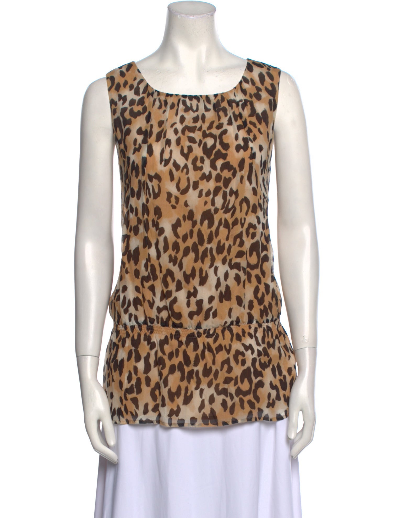 St. John Silk Animal Print Top Neutrals Tops, Clothing STJ273255