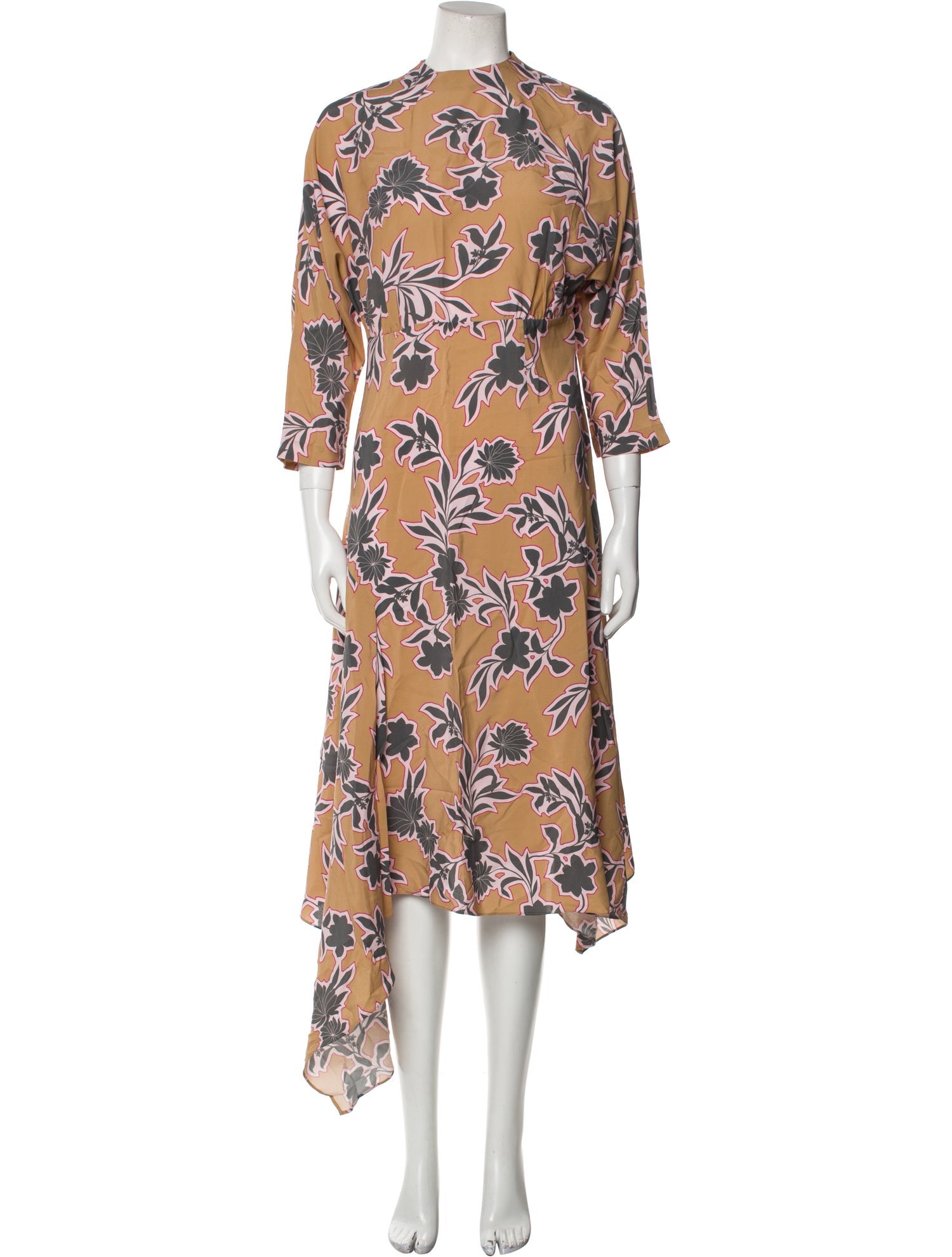 St. John Floral Print Midi Length Dress