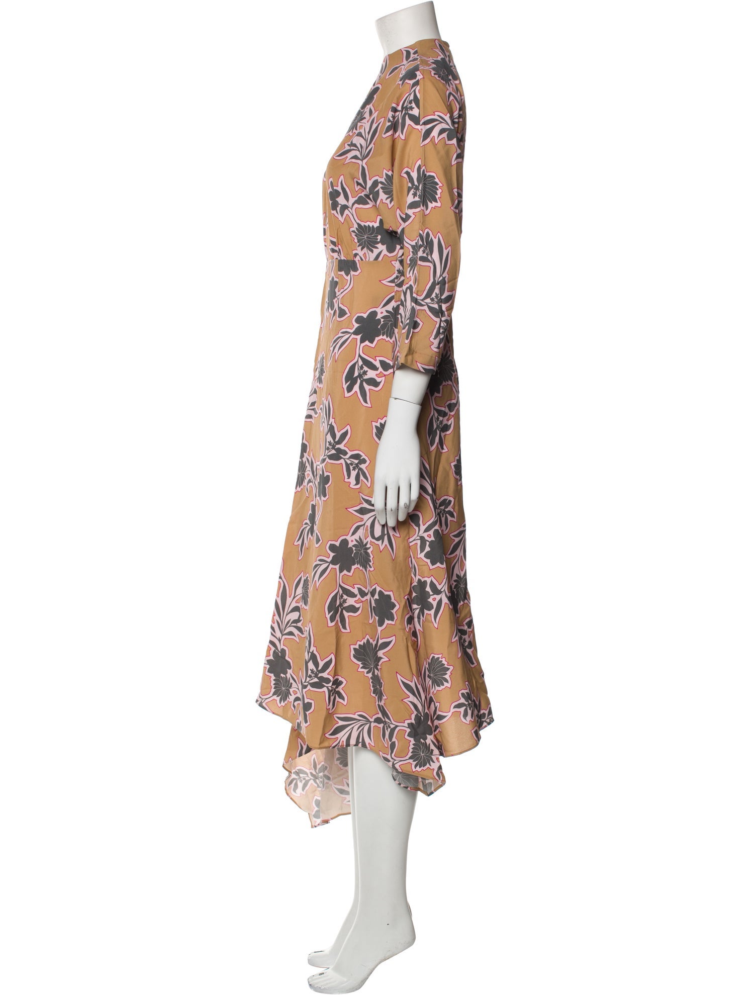 St. John Floral Print Midi Length Dress