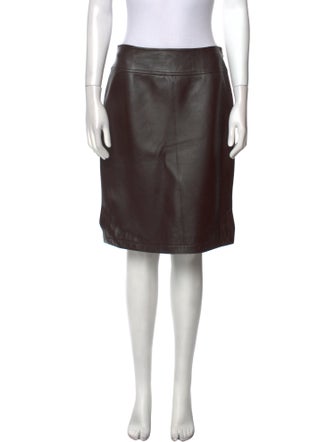 St. John Leather Knee-Length Skirt