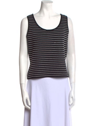 St. John Tops Striped Scoop Neck Top S