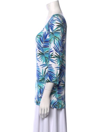 St. John Printed Cowl Neck Blouse