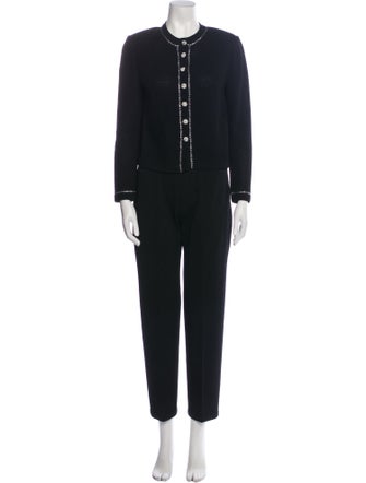 St. John Crystal Embellishments Pant Set