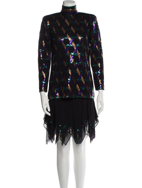 St. John Striped Sequin Embellishments Skirt Suit