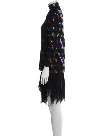 St. John Striped Sequin Embellishments Skirt Suit