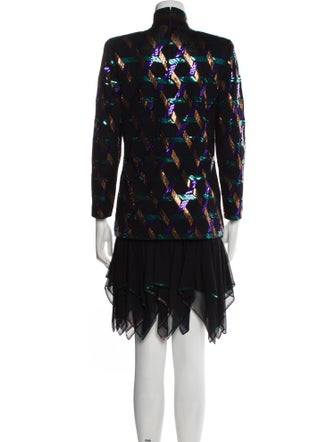 St. John Striped Sequin Embellishments Skirt Suit