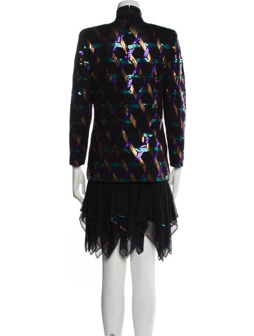St. John Striped Sequin Embellishments Skirt Suit