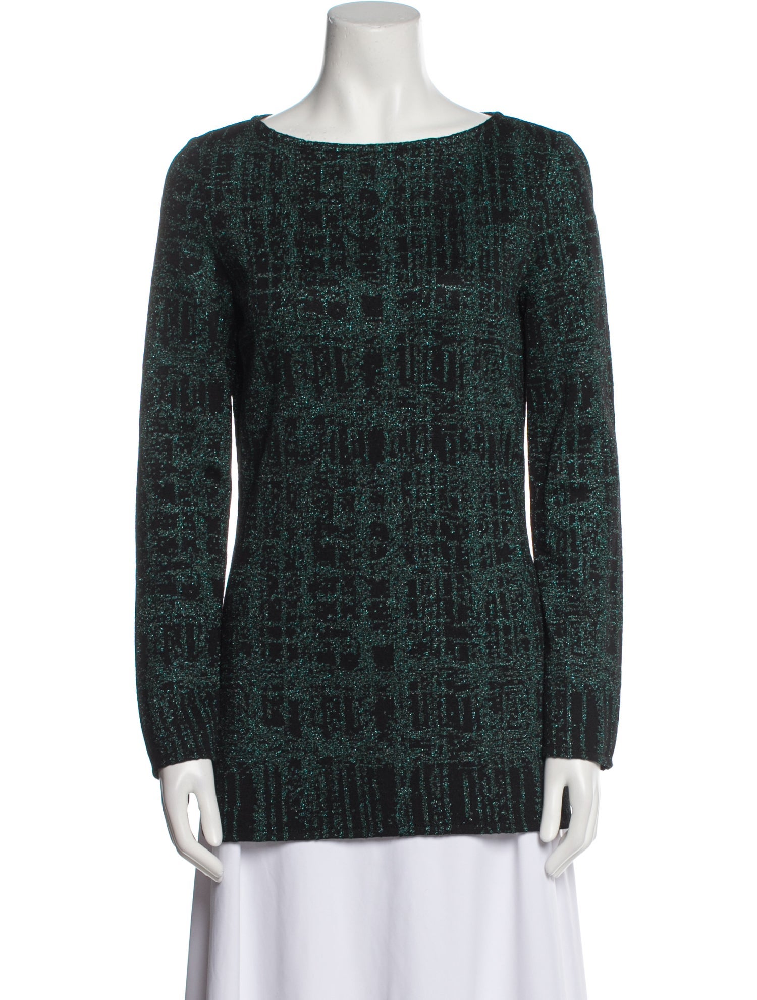 St. John Printed Bateau Neckline Top