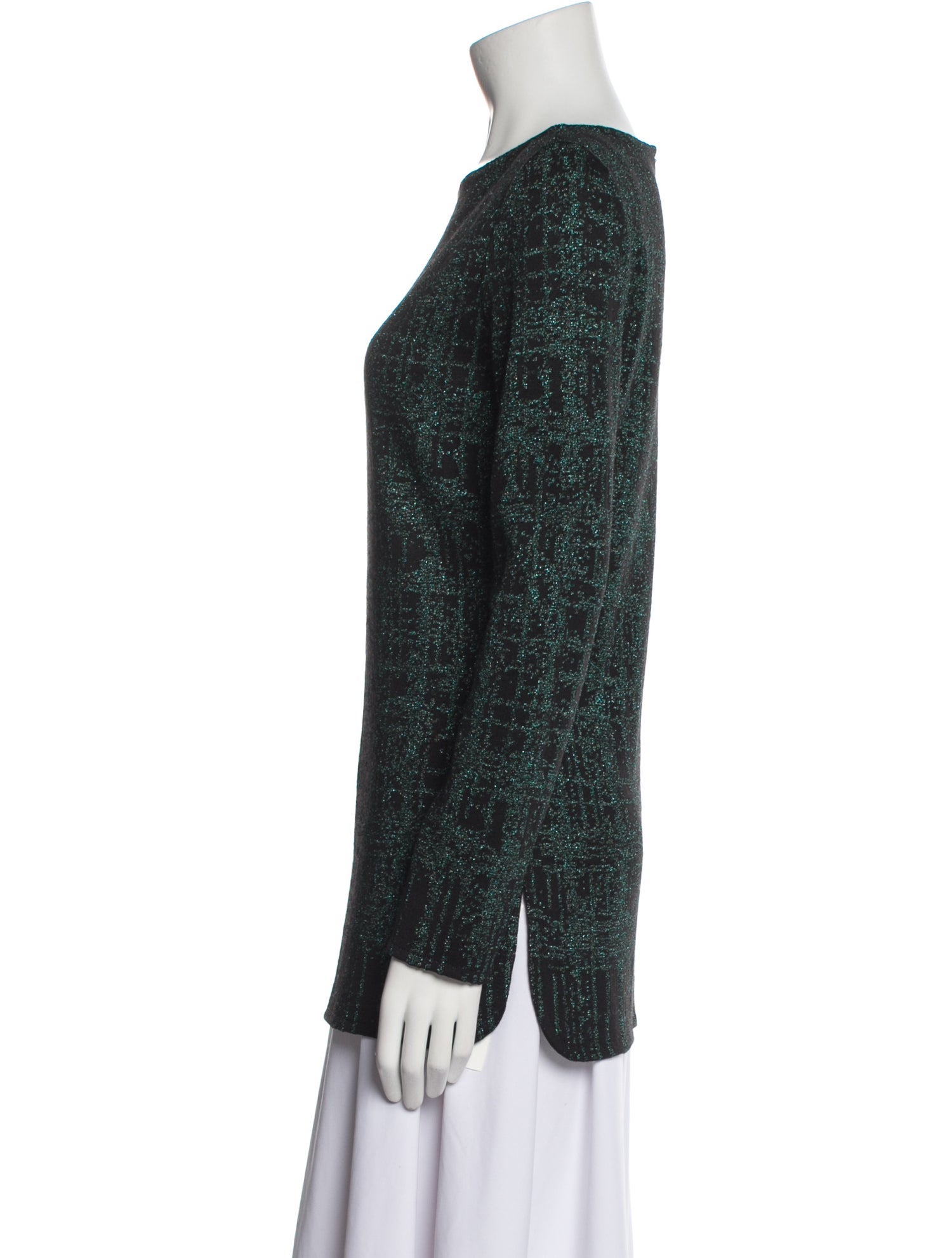 St. John Printed Bateau Neckline Top