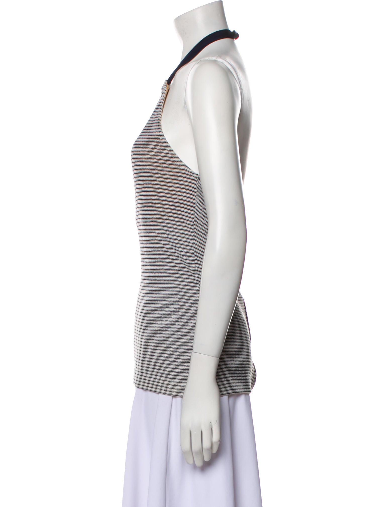 St. John Striped Square Neckline Top