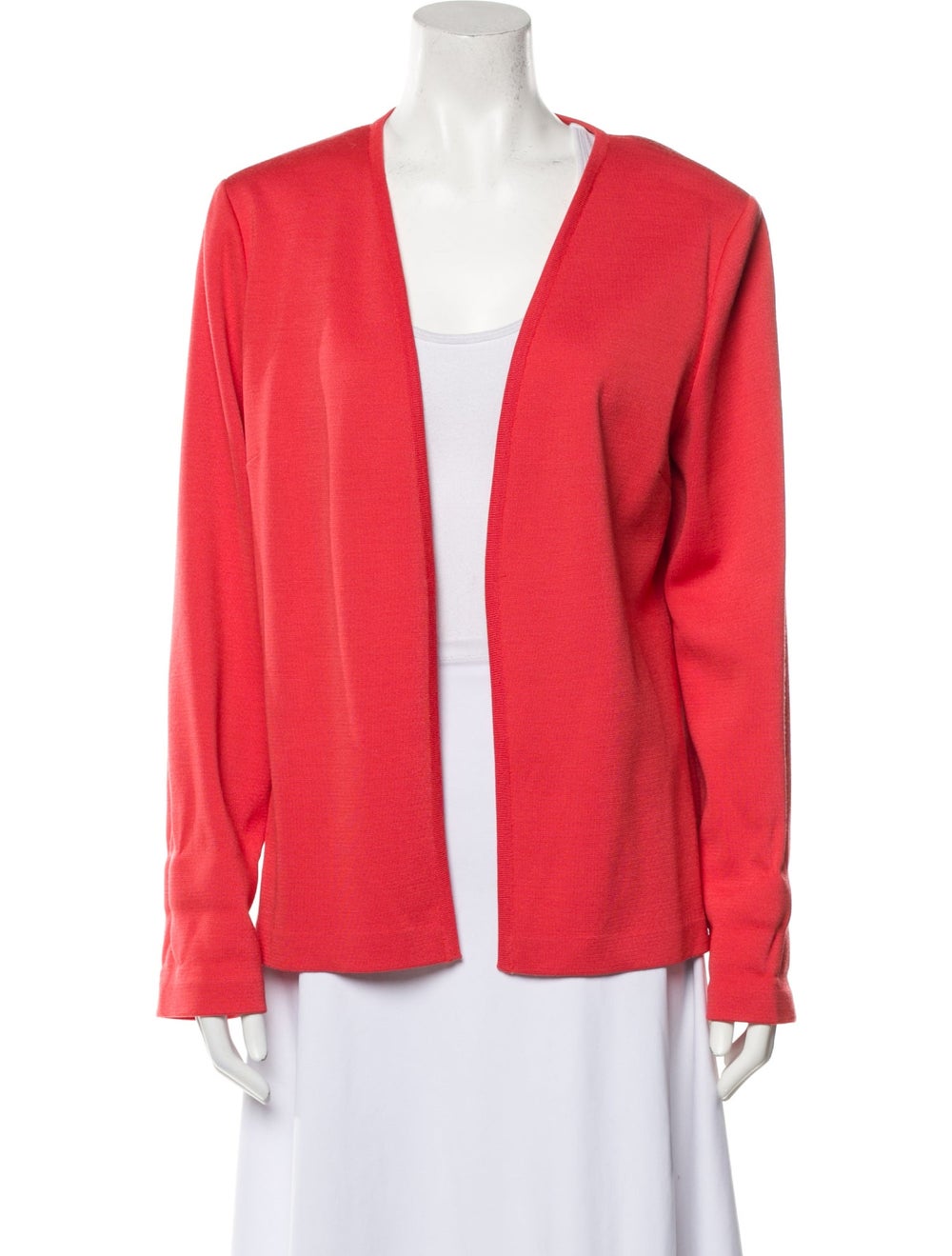 St. John Evening Jacket Red Collarless Open Front - image 1