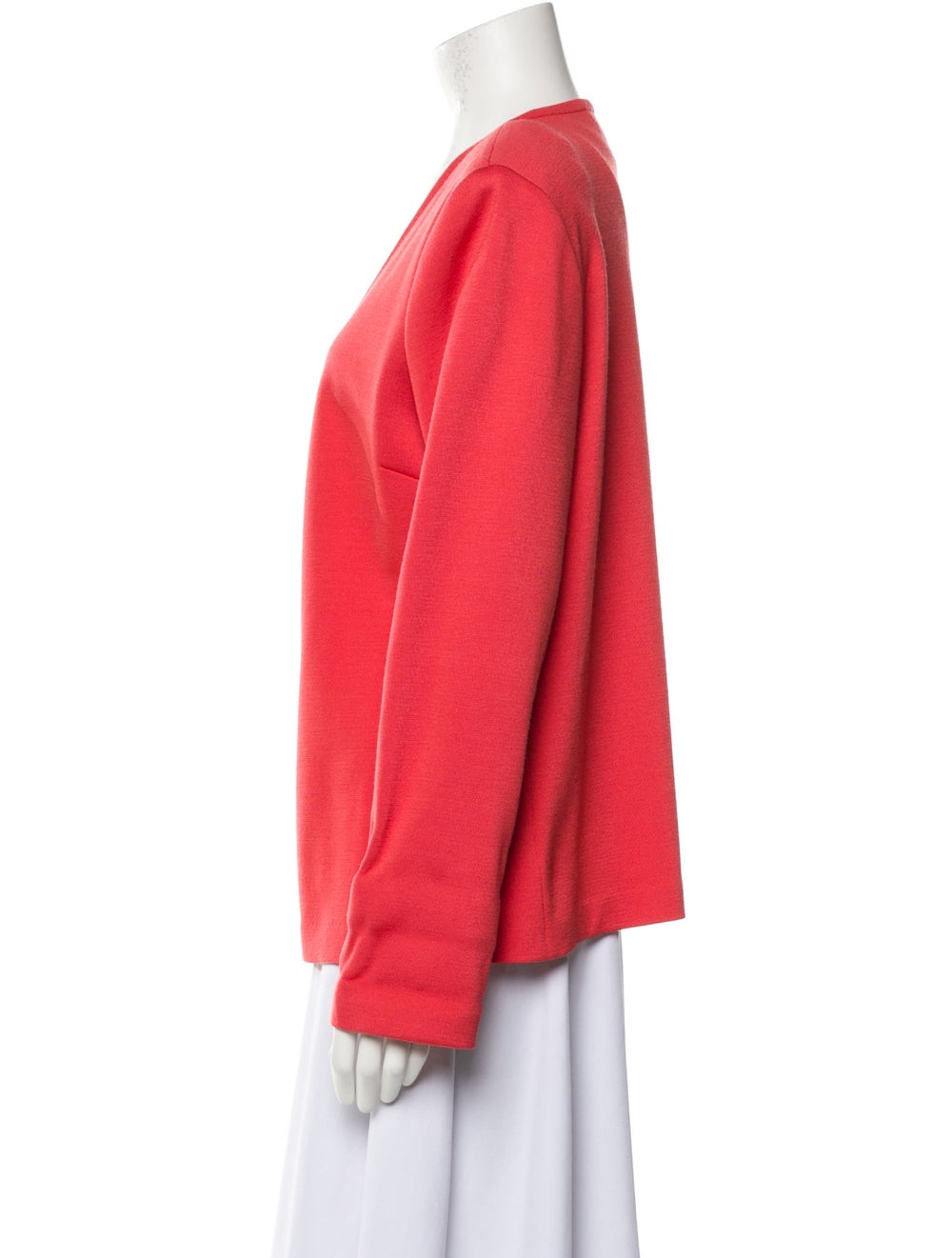 St. John Evening Jacket Red Collarless Open Front - image 2