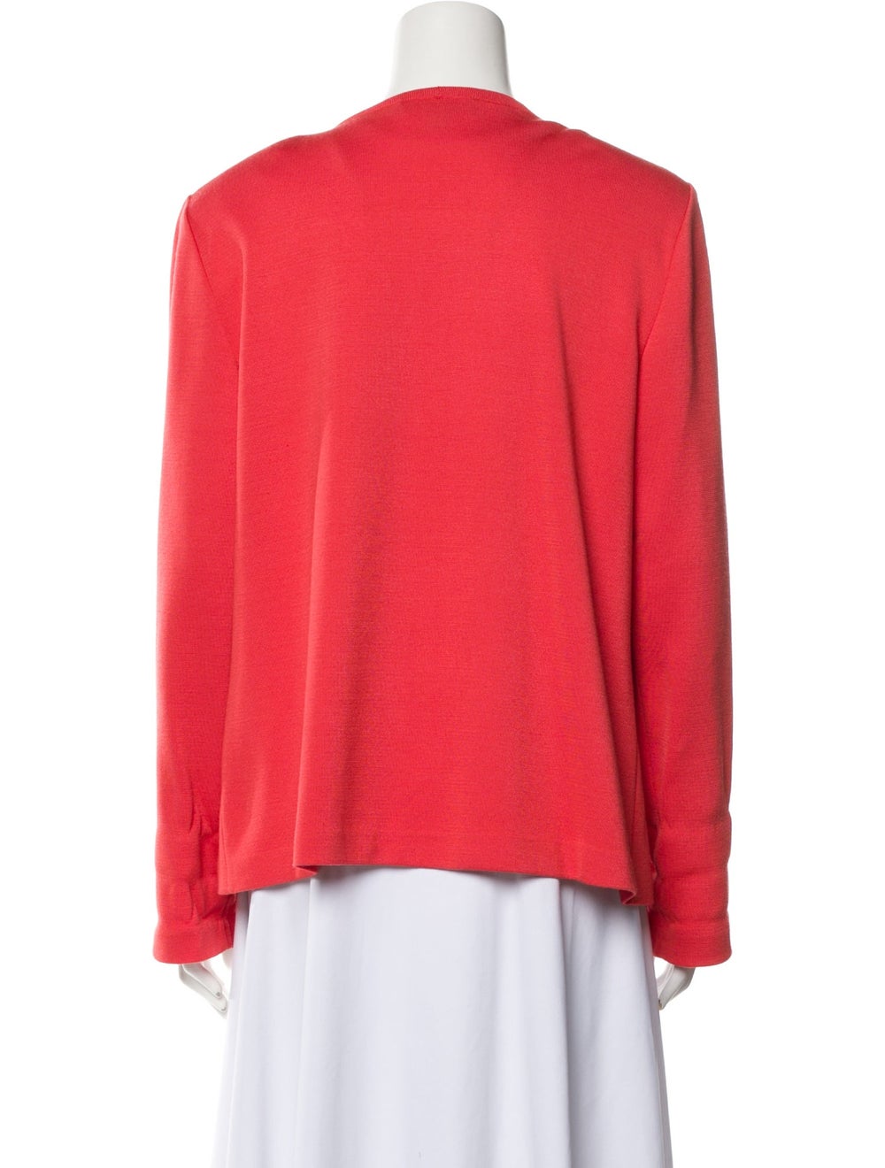 St. John Evening Jacket Red Collarless Open Front - image 3