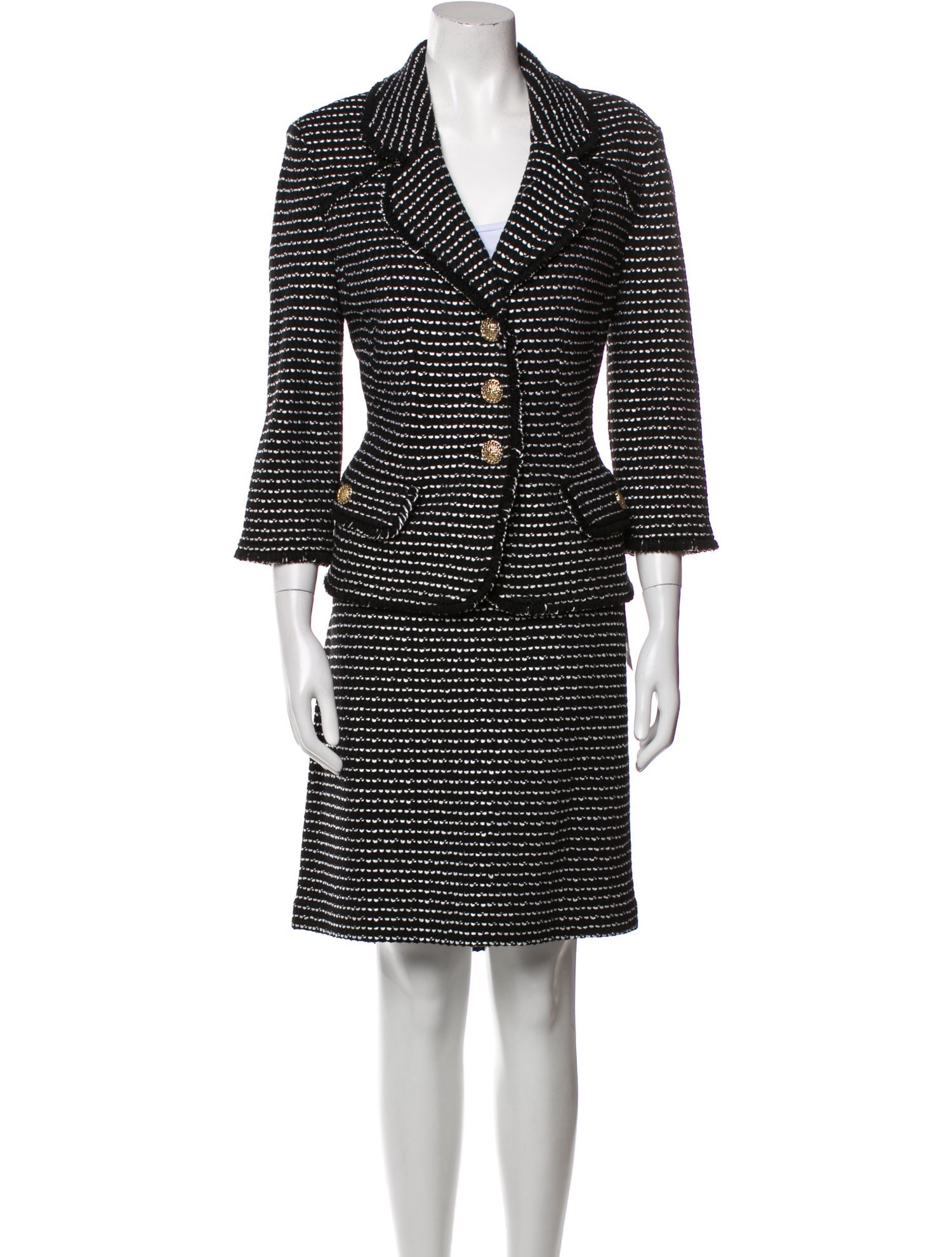 St. John Striped Sequin Embellishments Skirt Suit