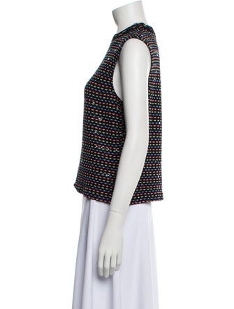 St. John Printed Mock Neck Blouse