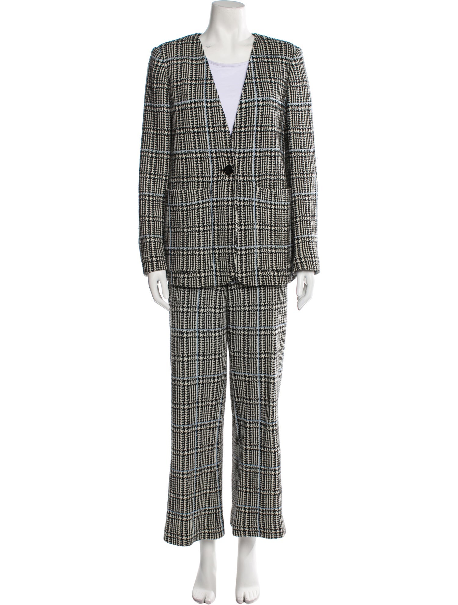 St. John Wool Tweed Pattern Pant Set