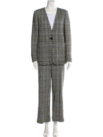 St. John Wool Tweed Pattern Pant Set